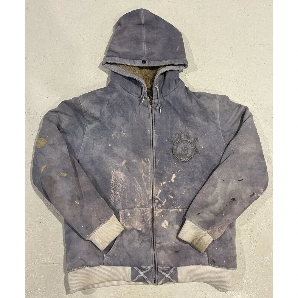 Vintage Oneill Lined Hooded Chore Jacket Coat Mens XL Purple Distressed Work
